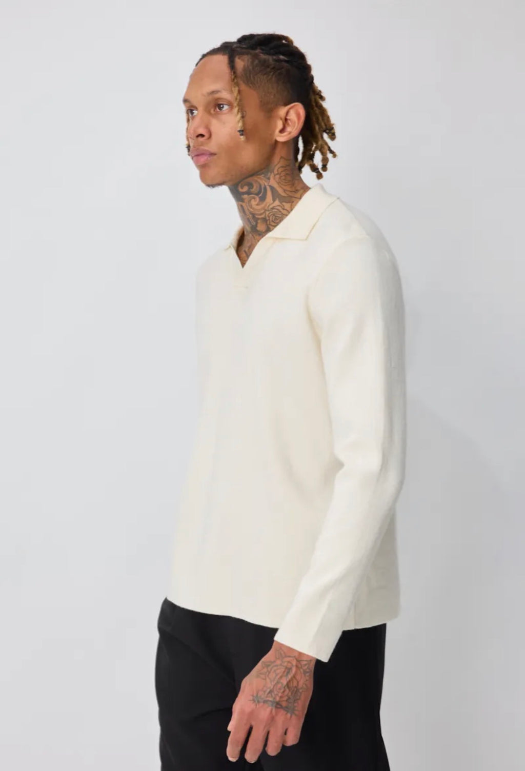 Pull col ouvert beige