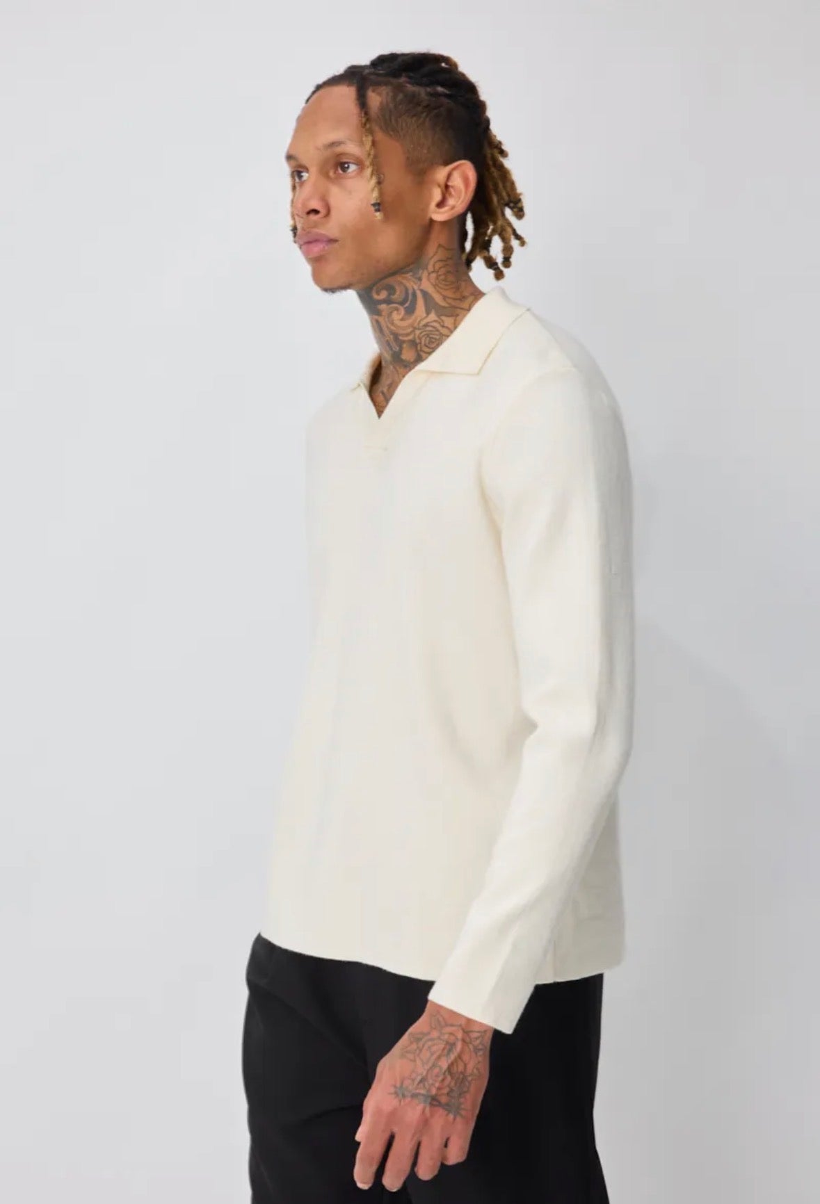 Pull col ouvert beige